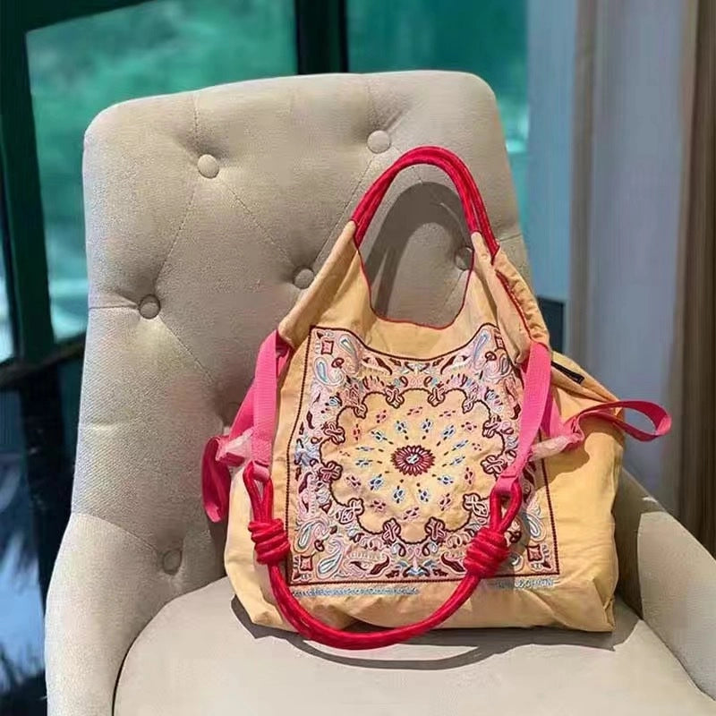 Women's Large Nylon Animal Donuts Basic Classic Style Square Open Shopping Bags