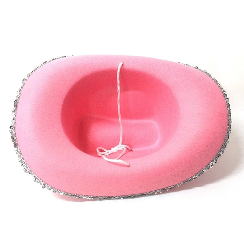 In Stock Pink Top Hat Crown Western Cowboy Hat Halloween Feather Edge Carnival Party Hat