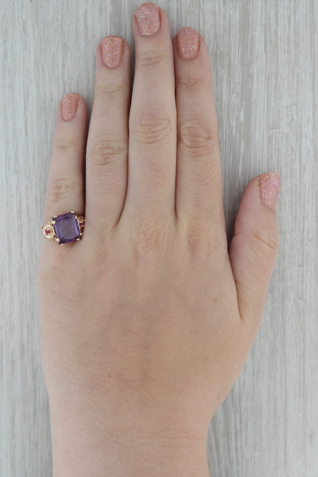 7.80ctw Rectangle Lab Created Sapphire Ruby 14k Yellow Gold Size 7 Ring