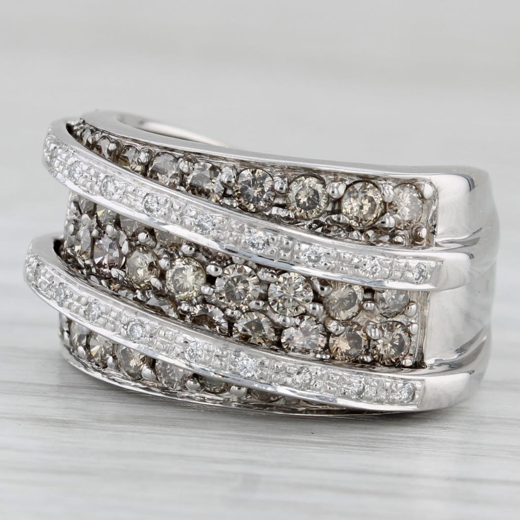1.15ctw Pave Diamond Overlay Ring 14k White Gold Size 5.75 Cocktail