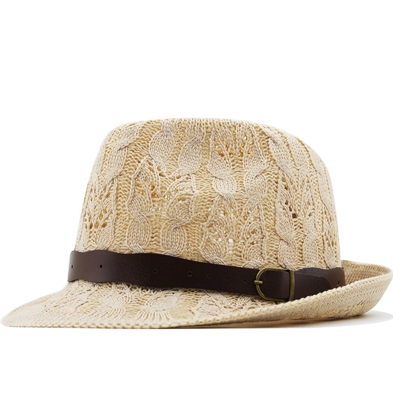 Summer Straw Hat Men's And Women's Hand-woven Fedora Hat Beach Sun-proof Hat
