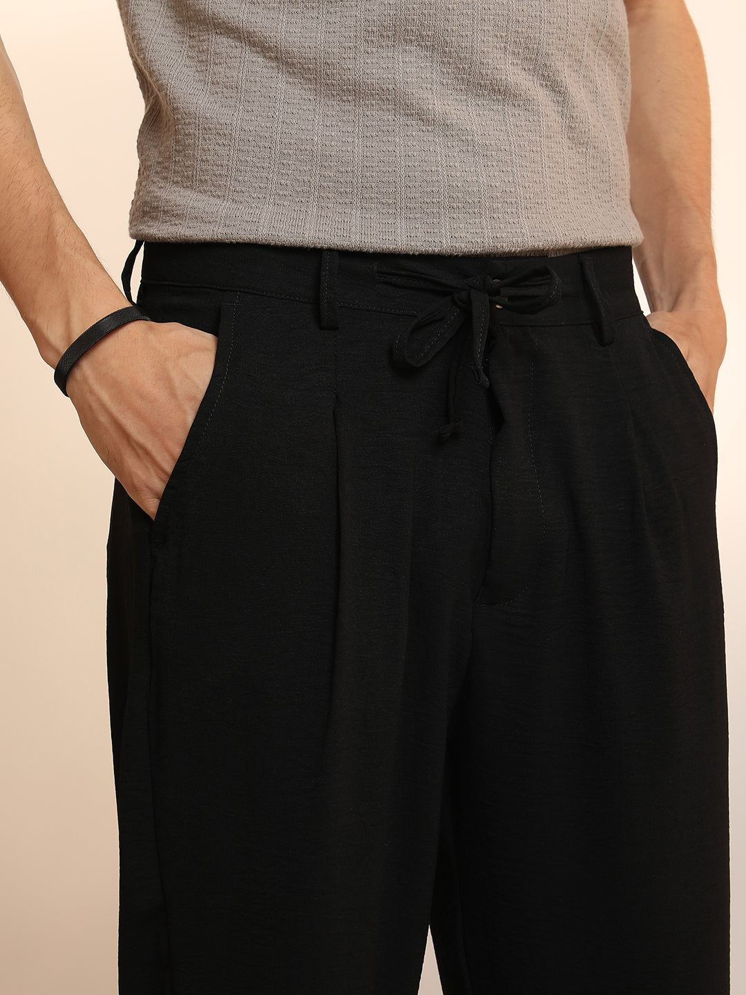 Solid Pleated Trousers