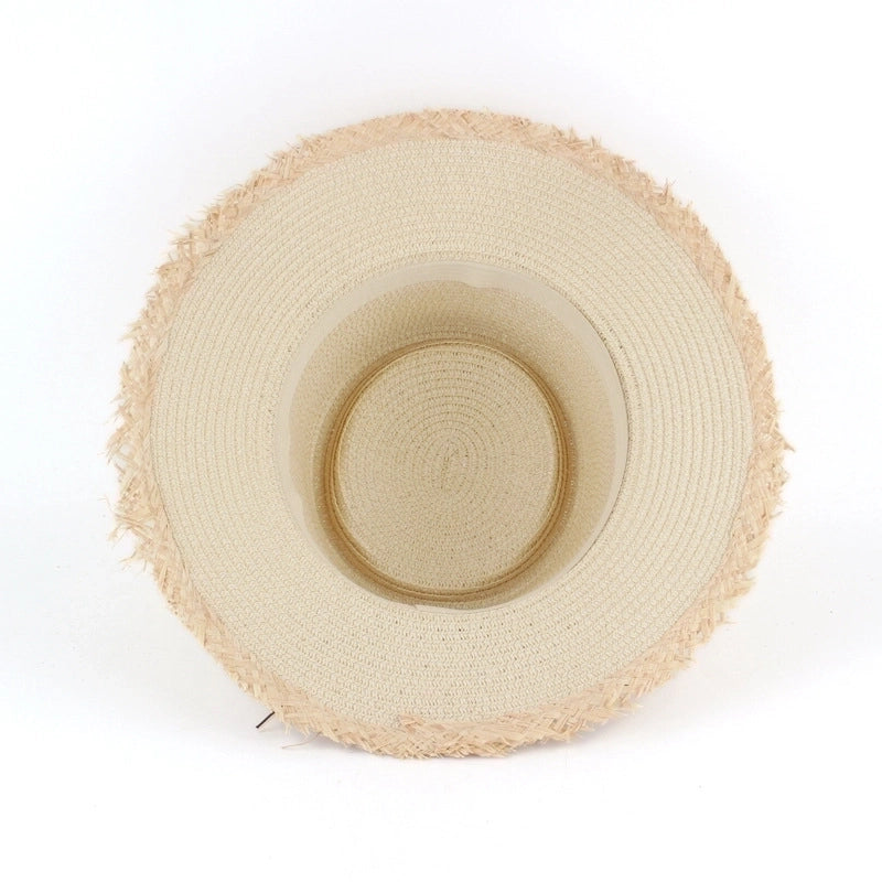 Women's Minimalist Color Block Wide Eaves Straw Hat