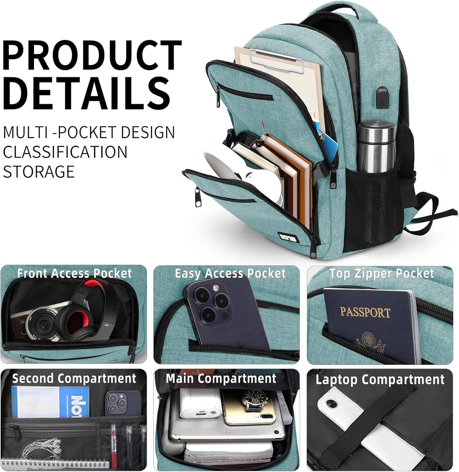 Black backpack for school, School Backpack for boys teens, Backpacks for men, College high middle school bookbag Fits15.6 Inch Laptop with USB Charging Port, Boys backpack, Book bag