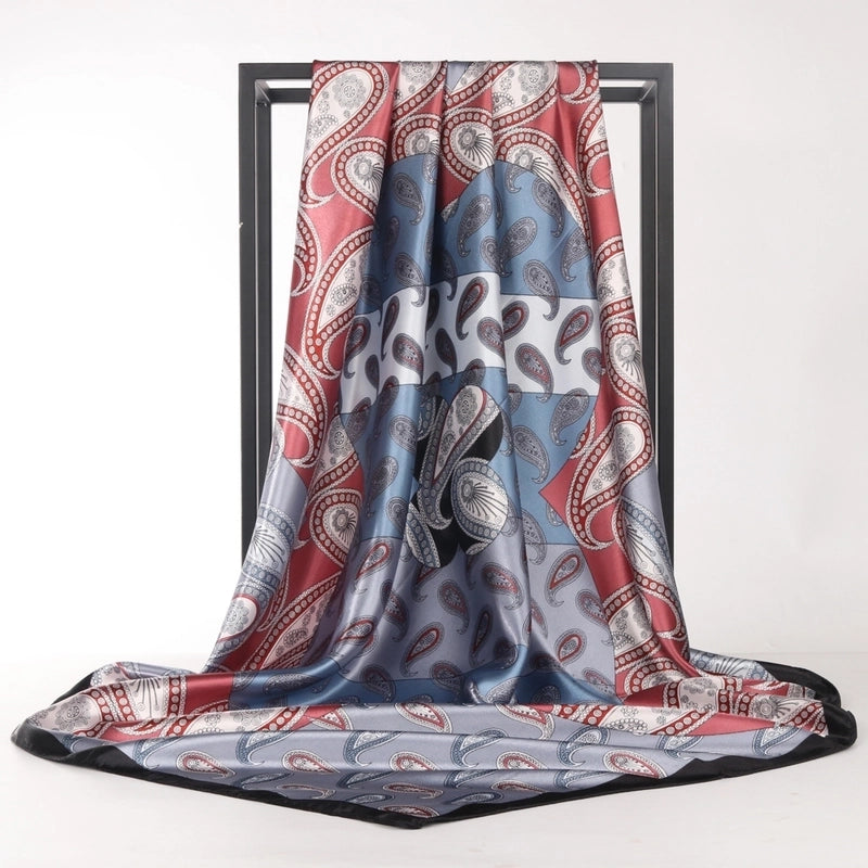 Women's Minimalist Cashew Nuts Satin Printing Silk Scarf Kerchief
