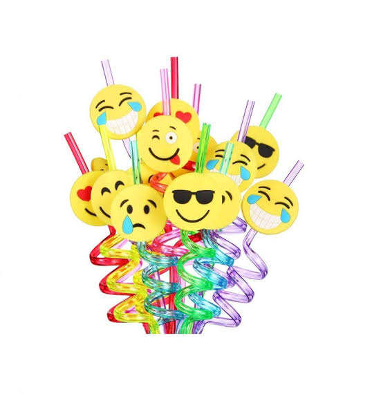 4X PIECES REUSABLE SMILEYS STRAW SET