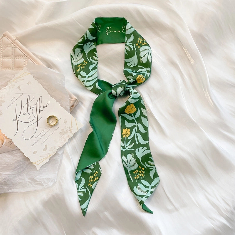 Women's Fashion Sweet Flower Satin Printing Silk Scarves