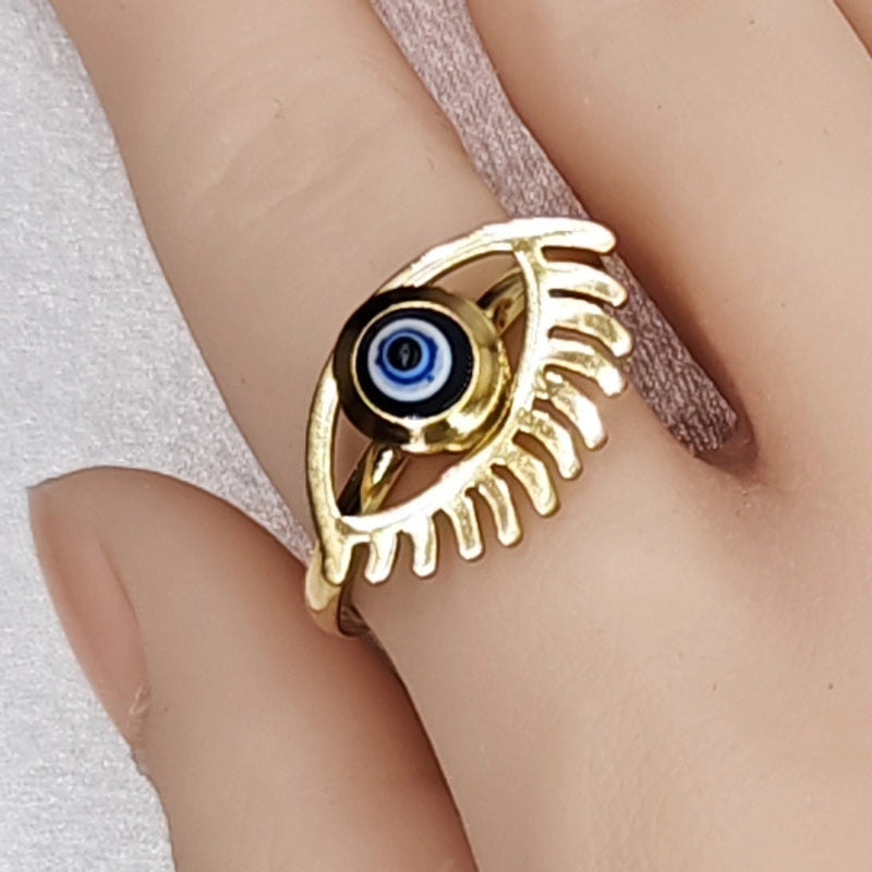 3 Pieces Classic Style Devil's Eye Stainless Steel Plating Gold Plated Open Rings