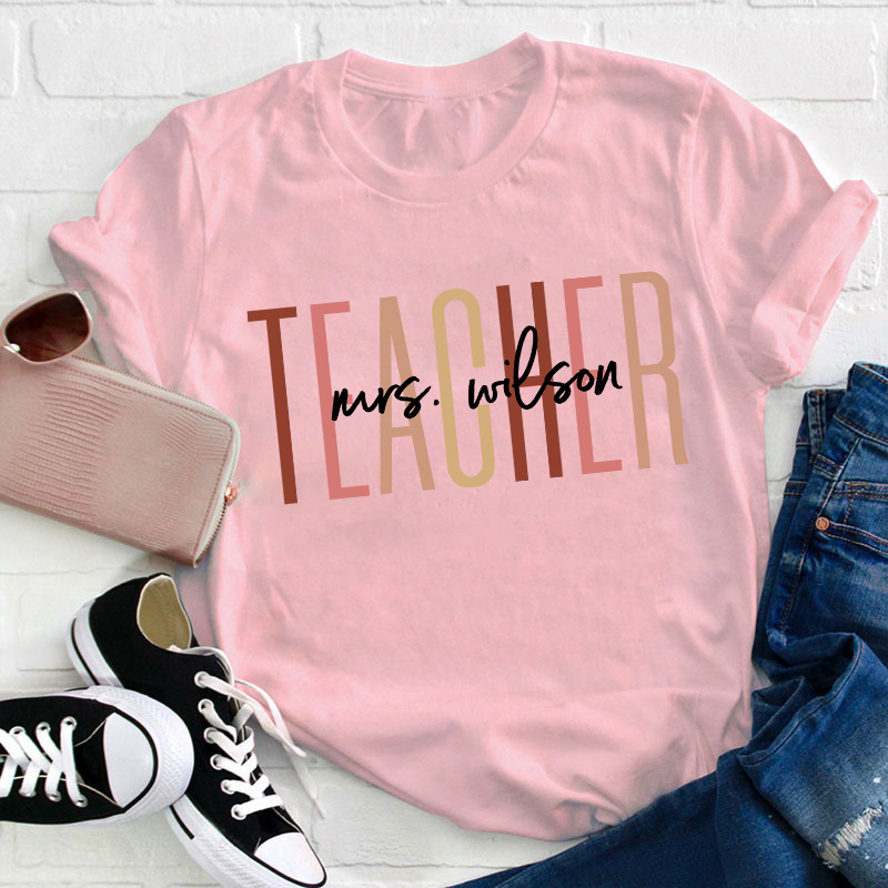 Personalized Name Simple Teacher T-Shirt