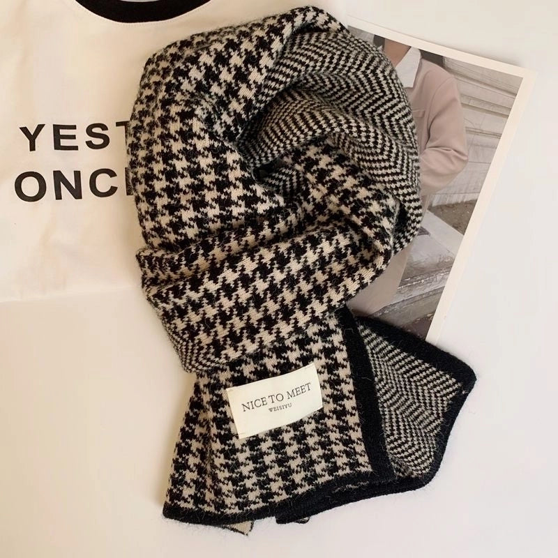 Women's Scarf Winter New  Atmosphere Double-sided Student Cute Warm Thickened Knitted High-grade Scarf