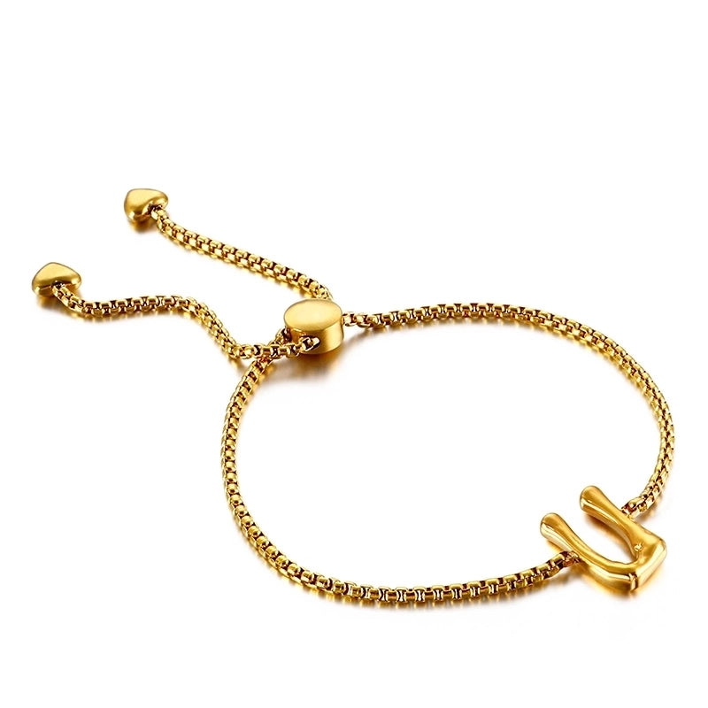 Casual Minimalist Letter Heart Shape Stainless Steel 18K Gold Plated Bracelets In Bulk