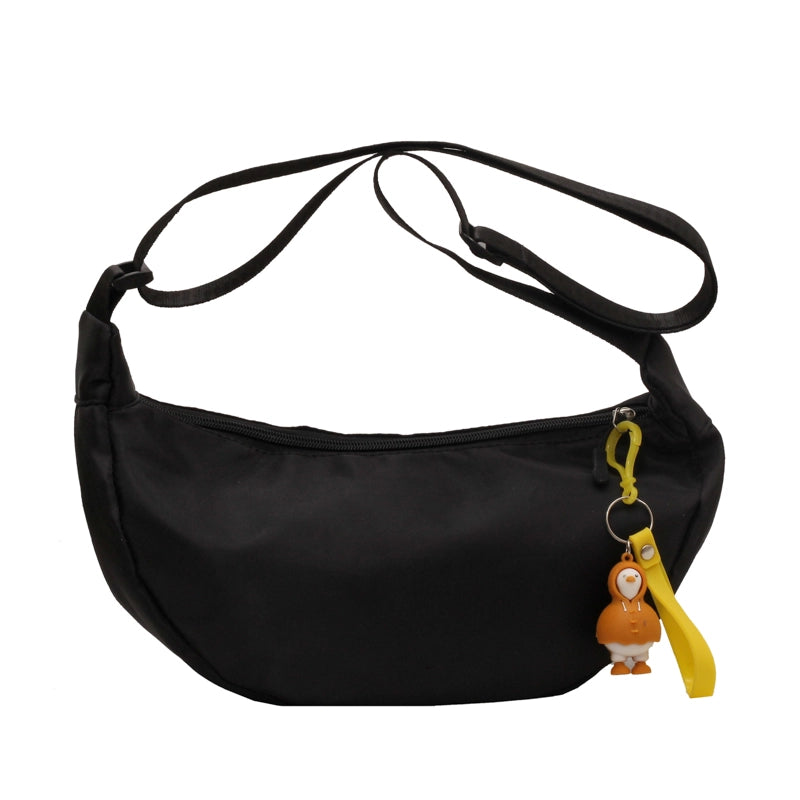 Women's Oxford Cloth Solid Color Streetwear Ornament Dumpling Shape Zipper Crossbody Bag