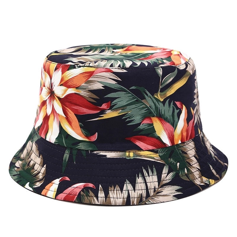 Women's Minimalist Flower Printing Flat Eaves Bucket Hat