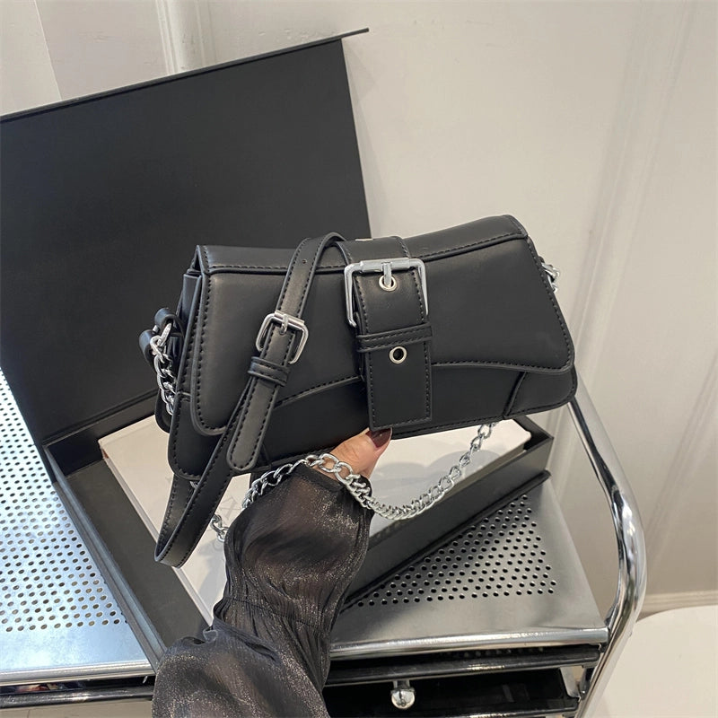 Women's Medium Pu Leather Solid Color Streetwear Square Zipper Crossbody Bag