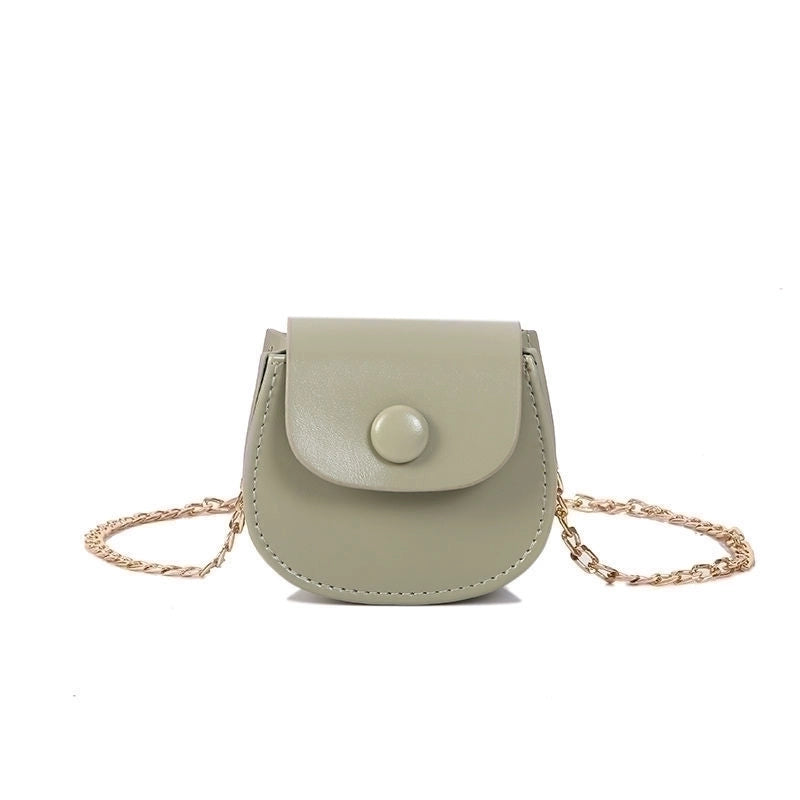 Women's Mini Pu Leather Solid Color Streetwear Oval Flip Cover Crossbody Bag