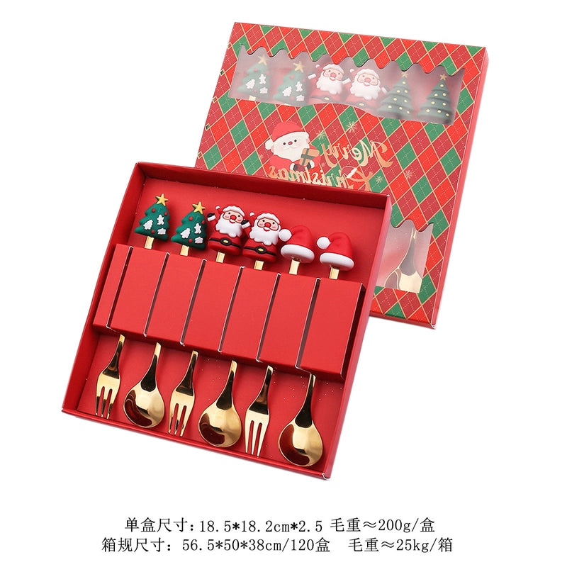 Christmas Cute Cartoon Stainless Steel Tableware 1 Set
