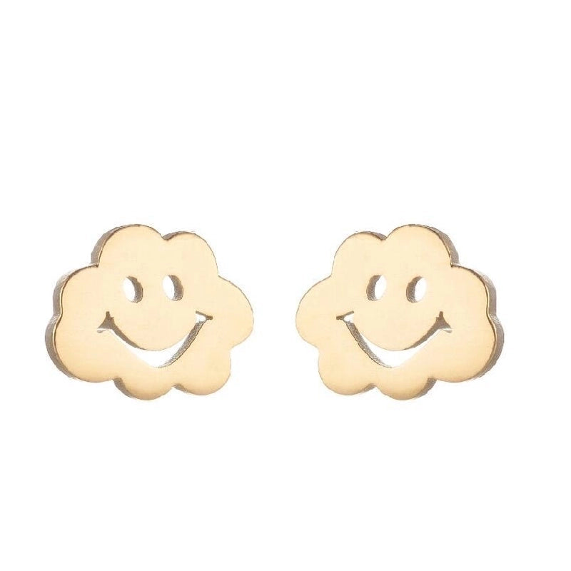 Minimalist Letter Skates Ball Stainless Steel Plating Hollow Out Ear Studs 1 Pair