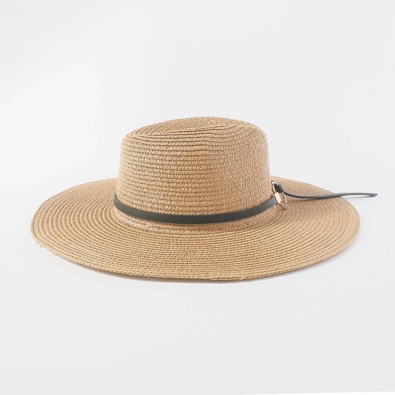 Unisex Lady Geometric Braid Big Eaves Straw Hat