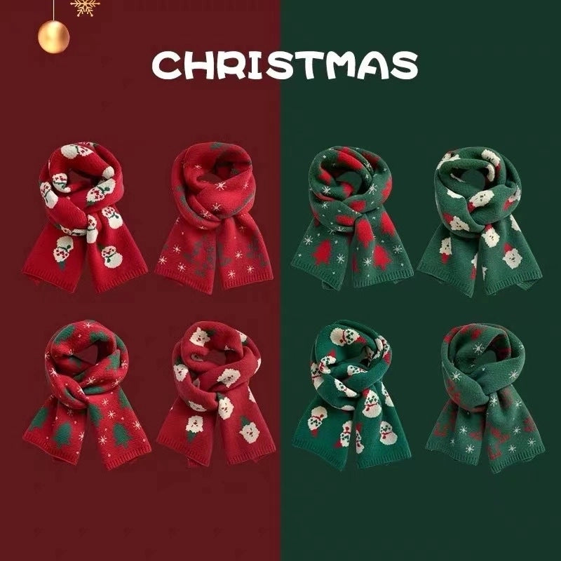 Women's Casual Cute Christmas Tree Santa Claus Snowman Imitation Cashmere Scarf