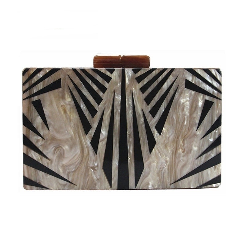 Apricot Pvc Arylic Geometric Square Evening Bags