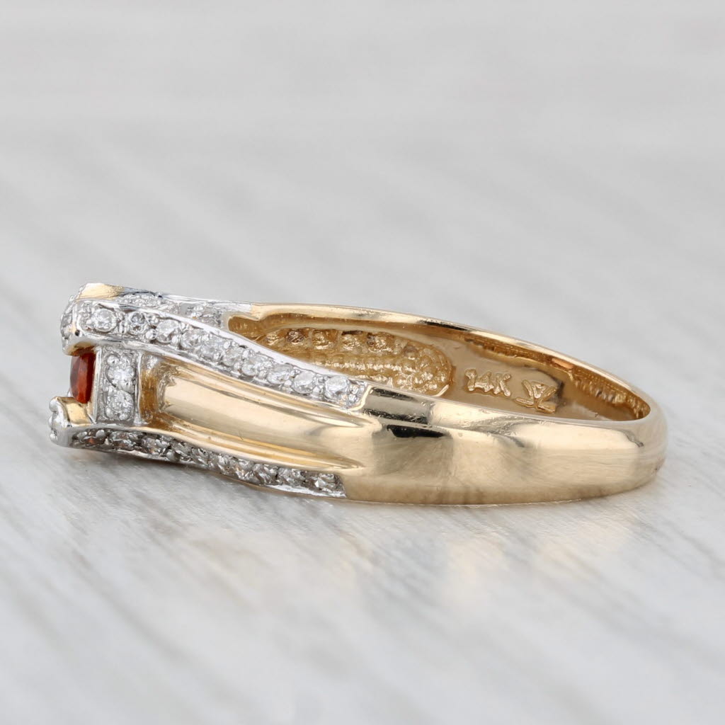 0.82ctw Spessartite Orange Garnet Diamond Ring 14k Yellow Gold Size 6
