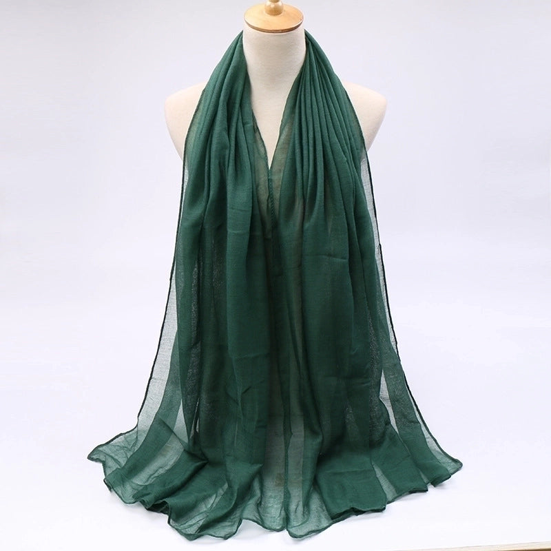 Women's Minimalist Solid Color Voile Sewing Cotton Linen Scarves