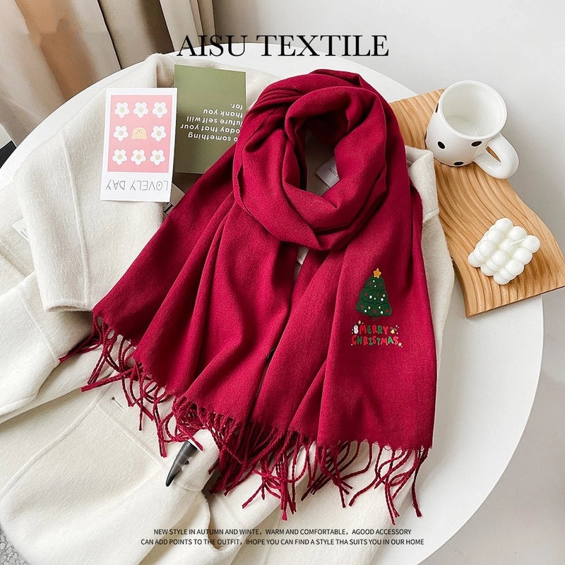 Unisex Streetwear Christmas Tree Christmas Socks Gingerbread Imitation Cashmere Scarf