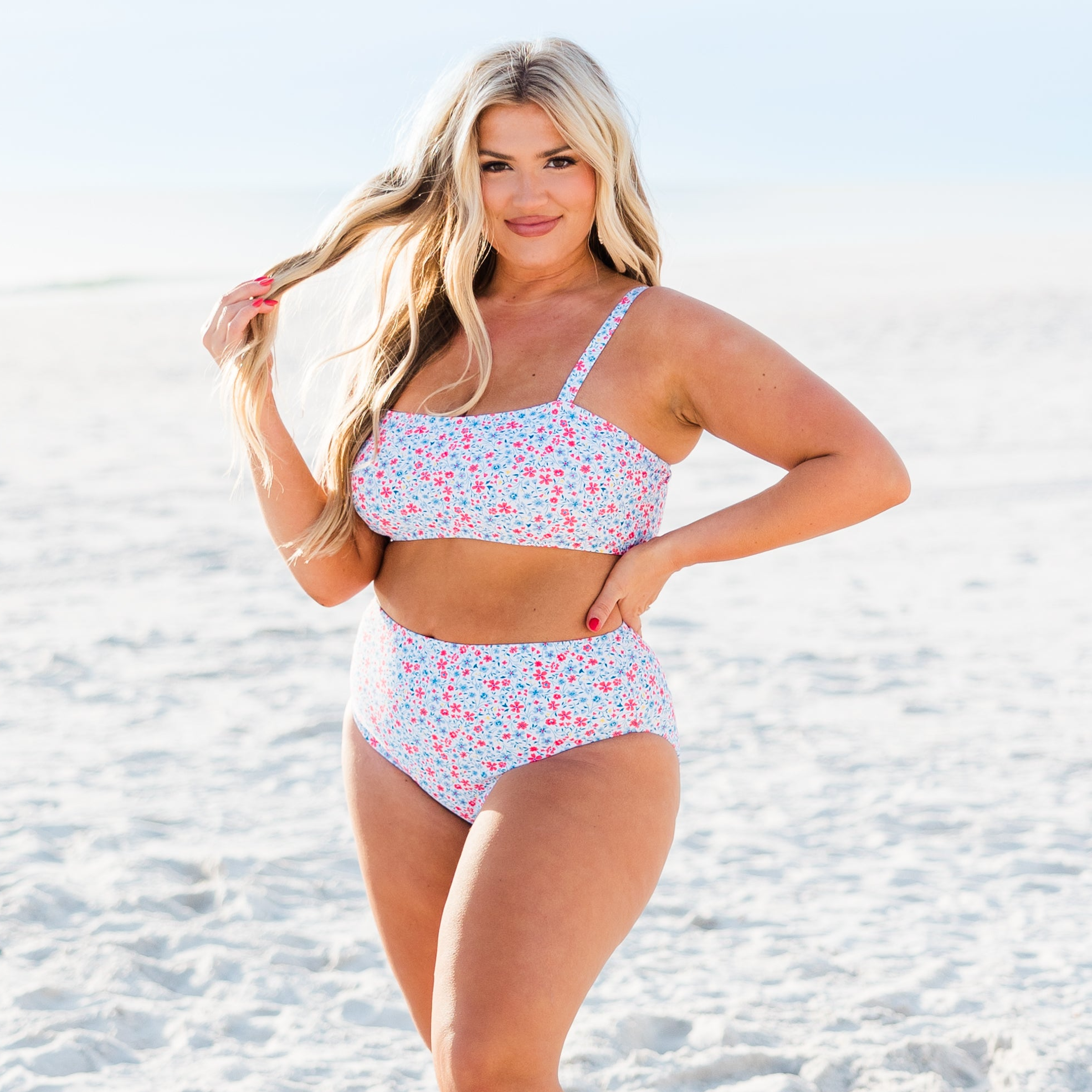 Lakeside Lover Swim Top. White Floral