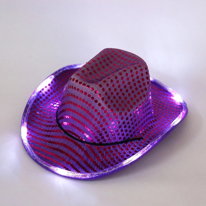 Spring New Sequined Luminous LED Jazz Hat Music Carnival Festival Banquet Party Hat Fashion