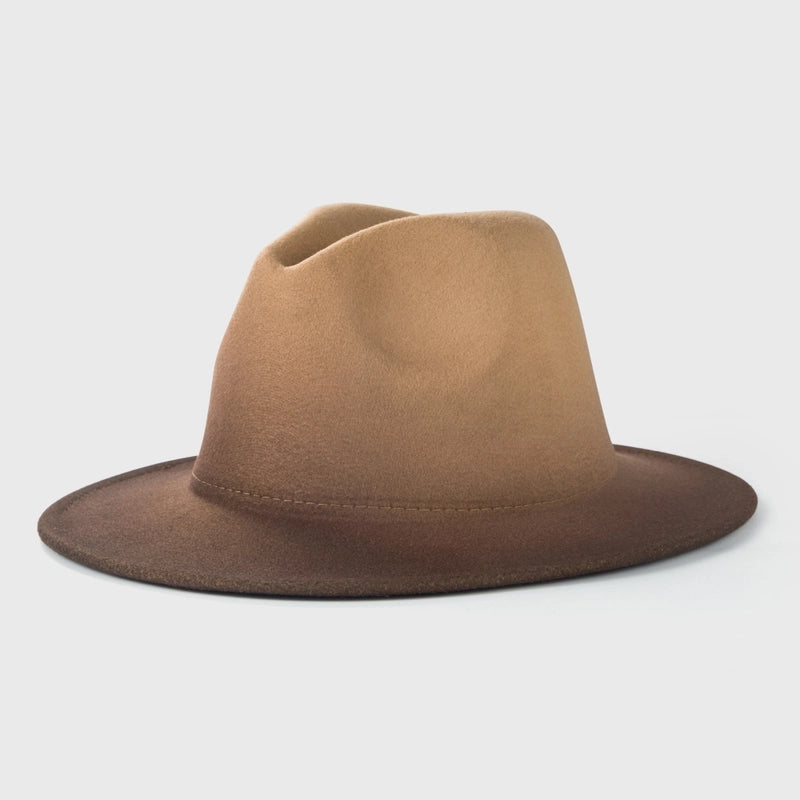 New Woolen Tie-dye Gradient Big Brim Jazz Hat