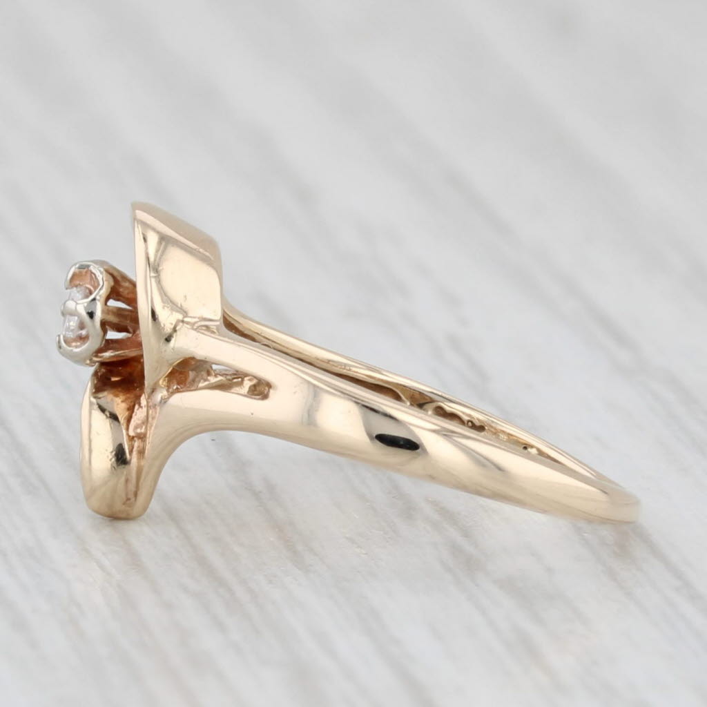 Diamond Abstract Heart Ring 10k Yellow Gold Size 3.5