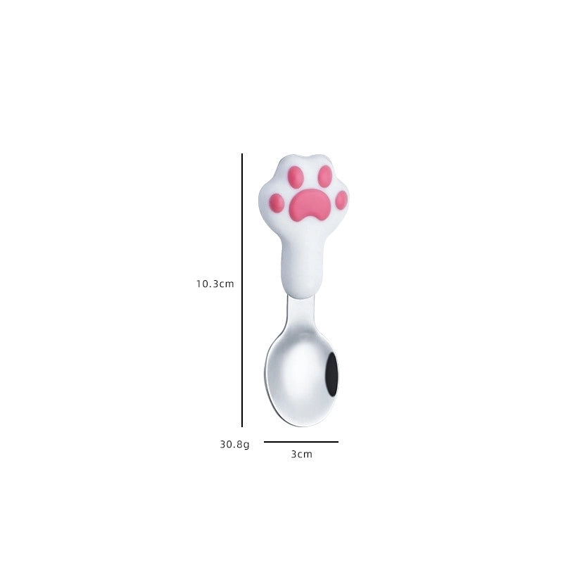 Cute Cat Stainless Steel Plastic Silica Gel Tableware