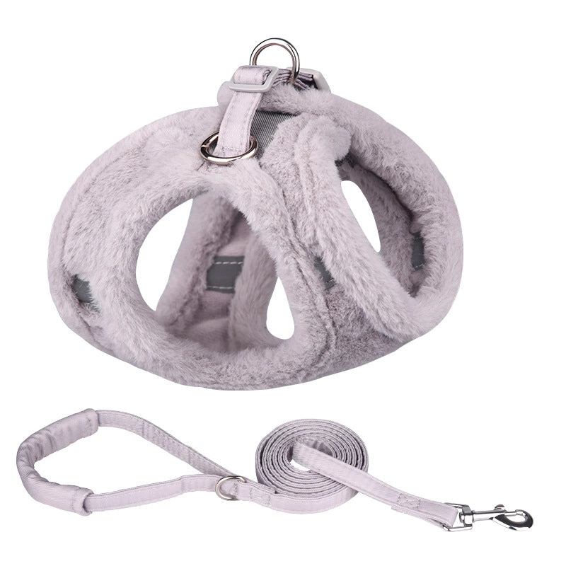 Minimalist Classic Style Faux Rabbit Fur Solid Color Leash