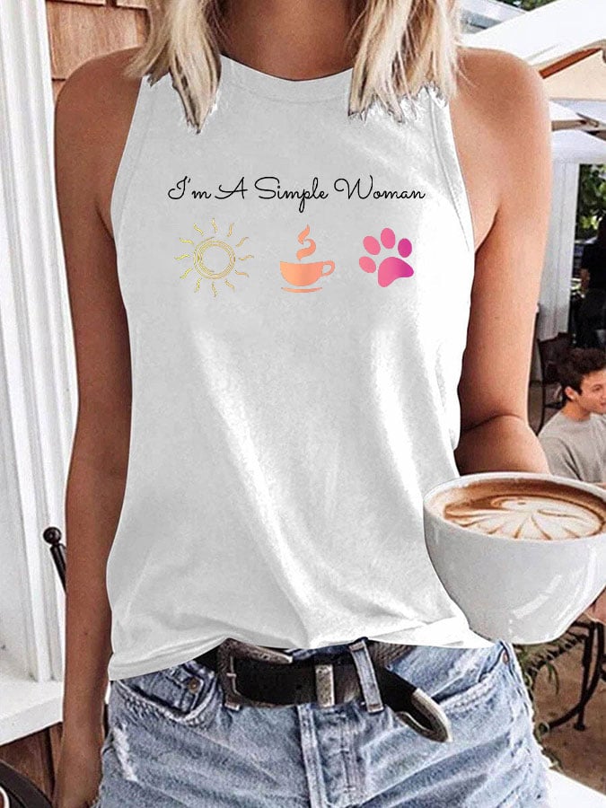 Women's I'm A Simple Woman Sunshine Coffee Paw Dog Tank Top