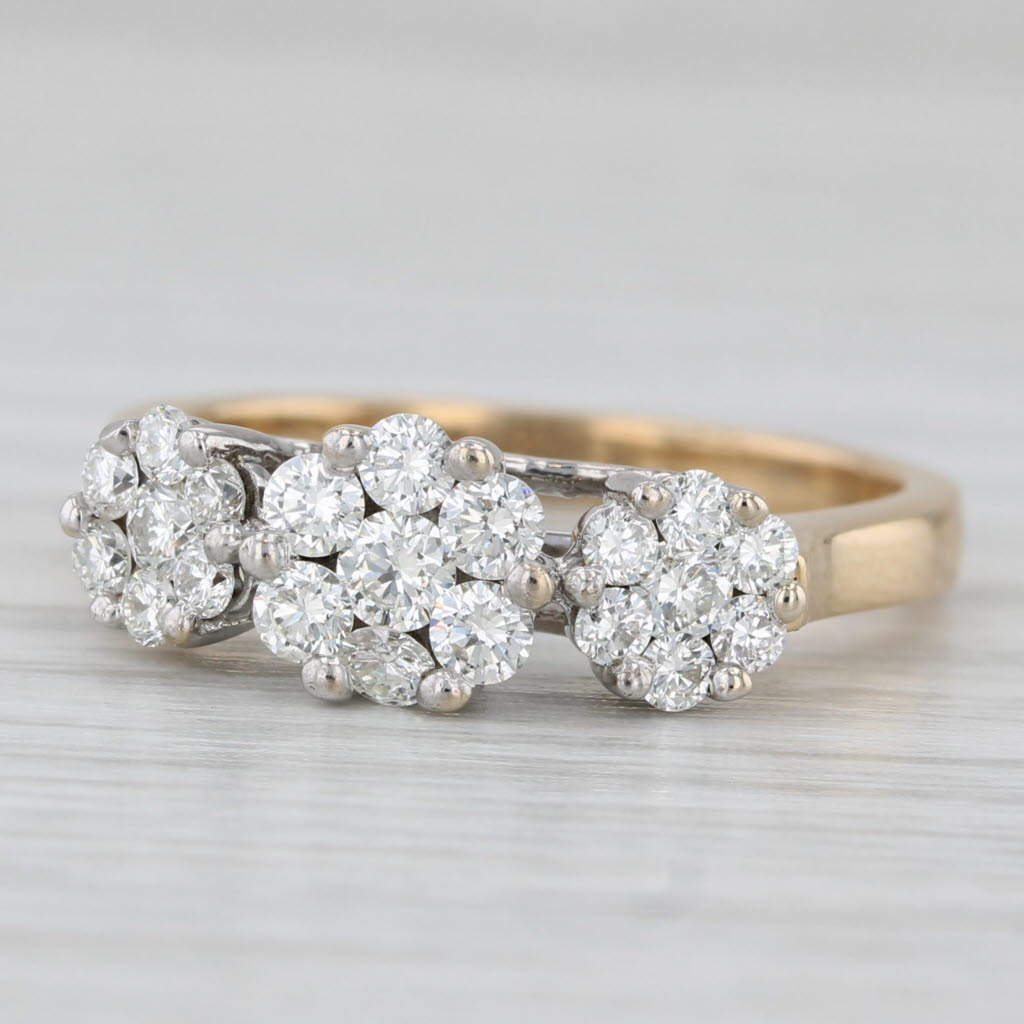 0.67ctw Diamond Clusters Ring 18k White Yellow Gold Size 7.25 Engagement