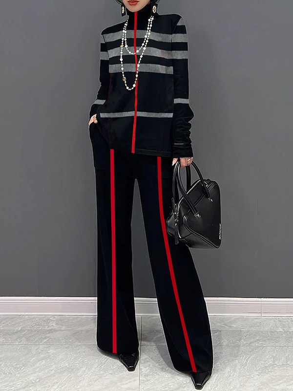 Loose Wide Leg Striped Casual Pants Bottoms Trousers