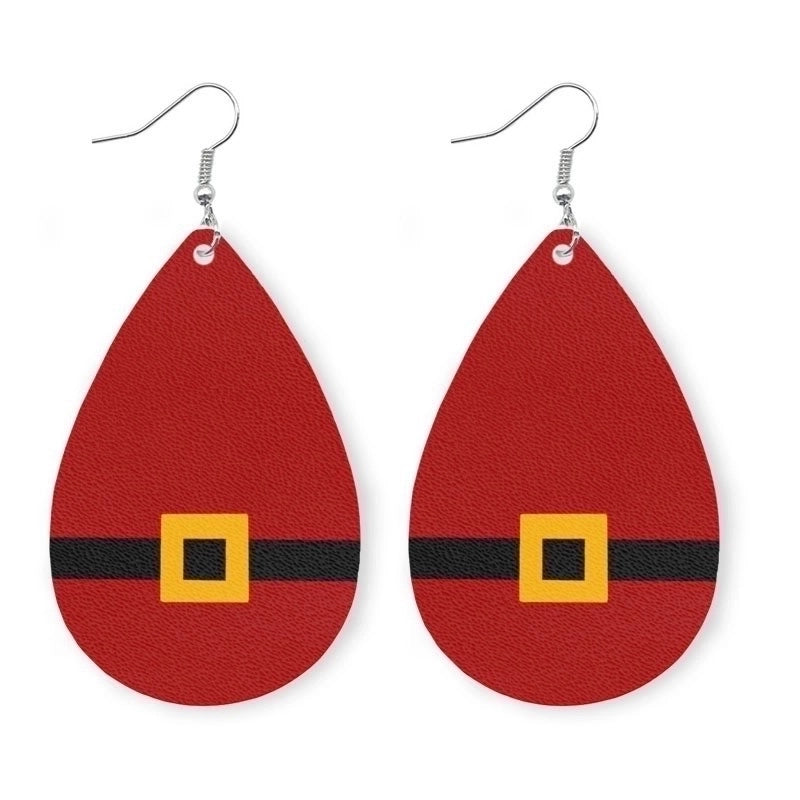 1 Pair Minimalist Classic Style Streetwear Christmas Tree Water Droplets Snowflake Pu Leather Drop Earrings