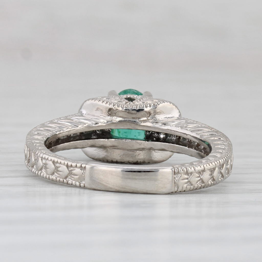 1ctw Oval Emerald Diamond Ring 14k White Gold Size 6.5 Engagement