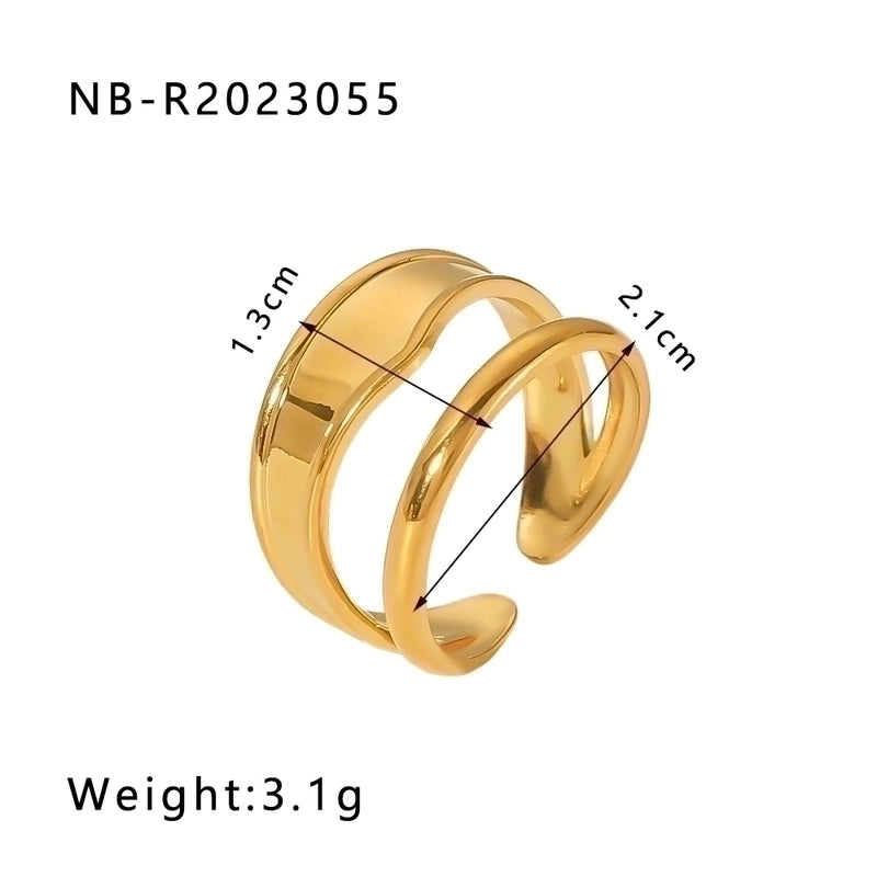 2 Pieces Stainless Steel 18K Gold Plated IG Style Basic Minimalist Plating Tree Symbol Lingge Open Rings