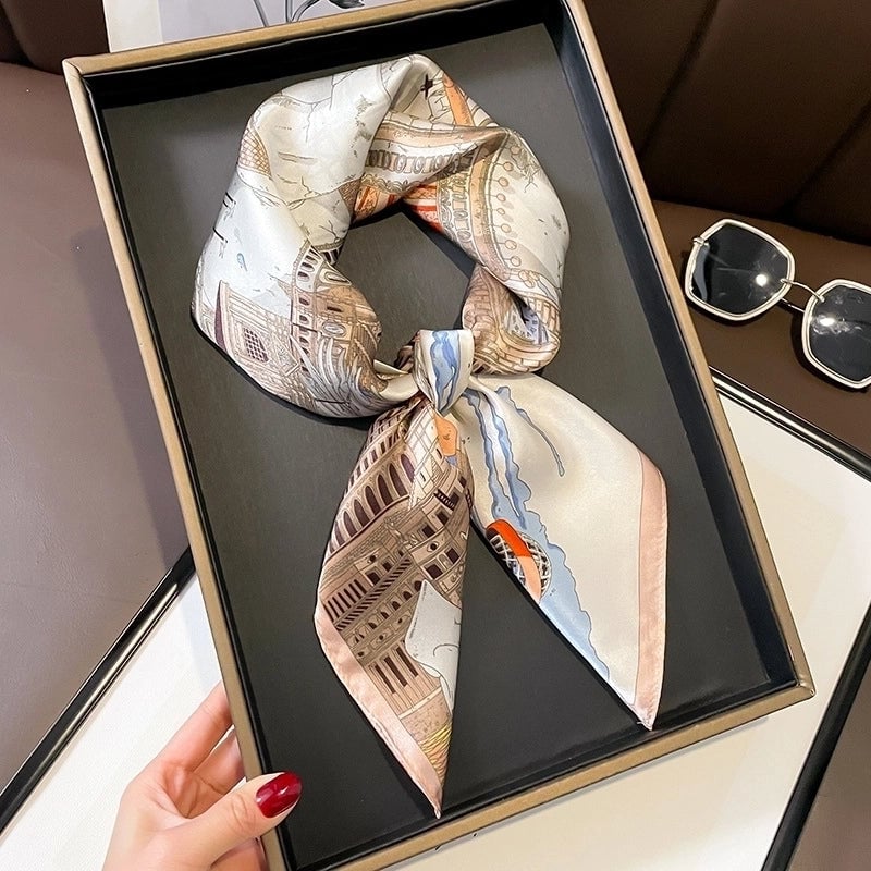 Women's Elegant Basic Printing Silk Silk Scarf