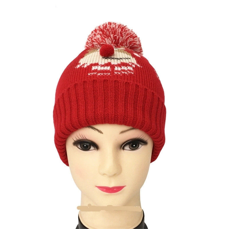 Unisex Cute Snowflake Elk Pom Poms Crimping Wool Cap