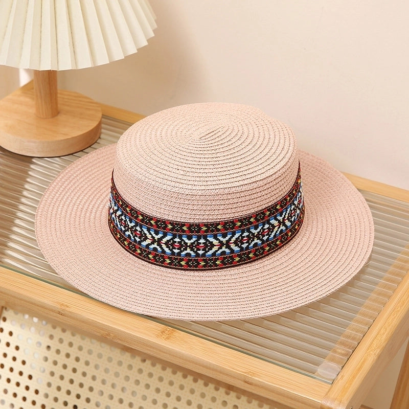 Unisex IG Style Geometric Flat Eaves Straw Hat