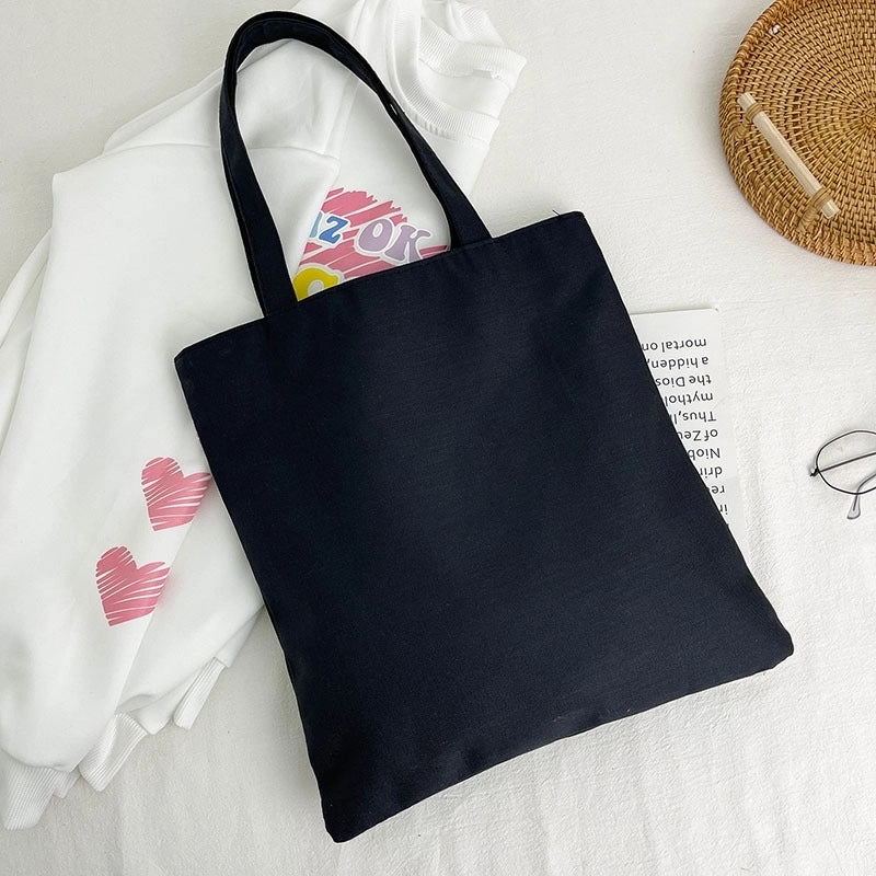 Women's Large Canvas Cartoon Classic Style Zipper Canvas Bag