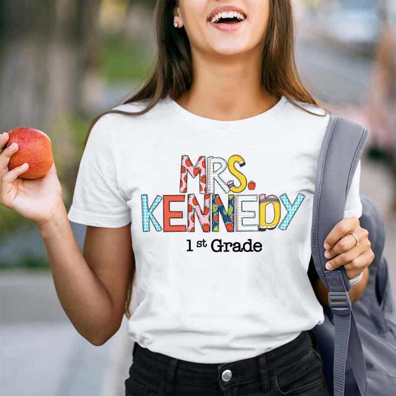 Personalized Name And Grade Teacher T-Shirt