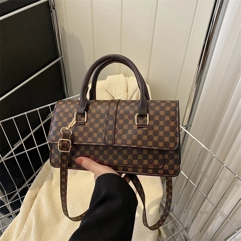 Women's Pu Leather Plaid Vintage Style Classic Style Square Flip Cover Shoulder Bag Handbag Crossbody Bag