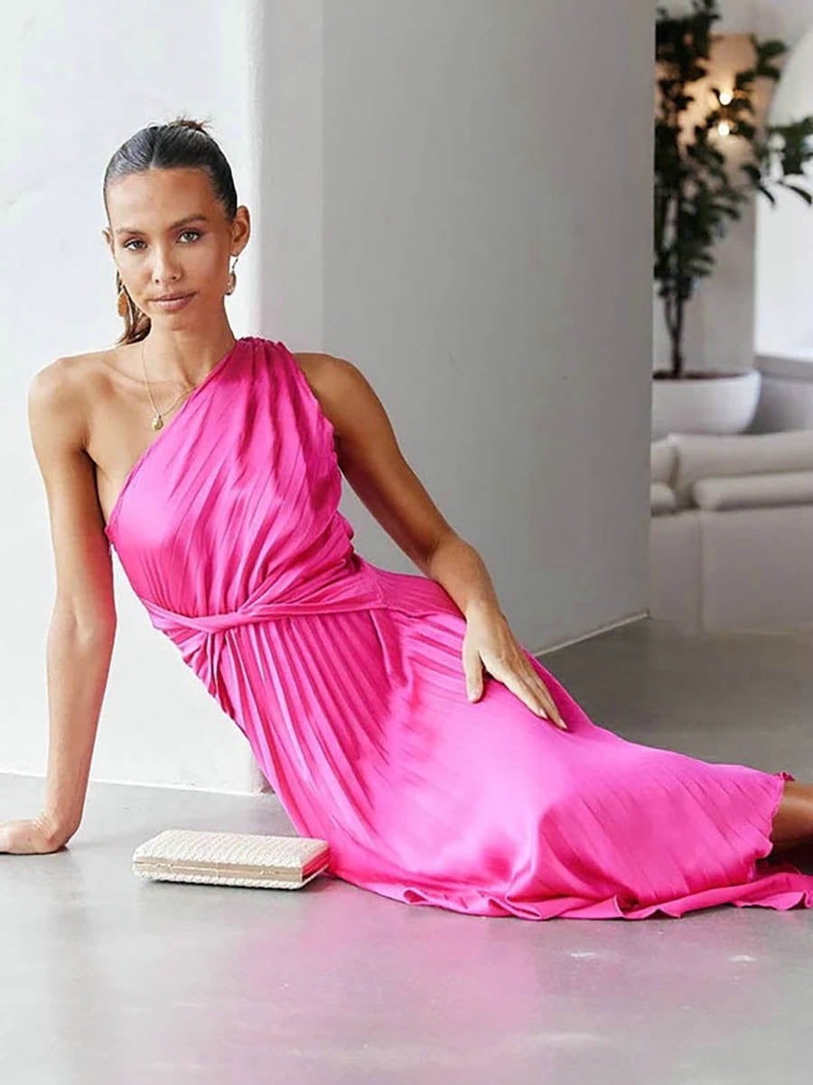 Solid Color Pleated Dress(7 Colors)