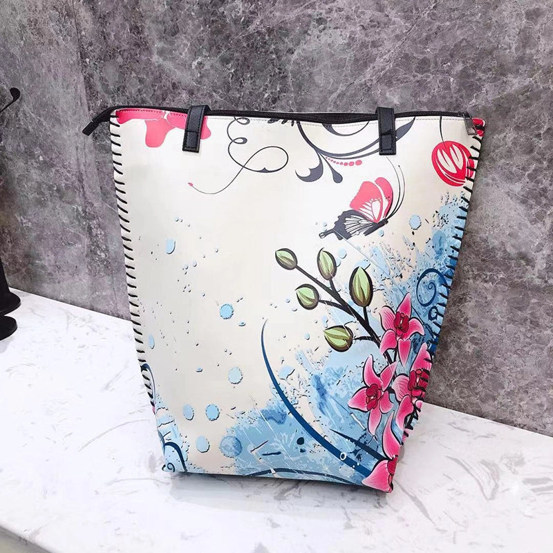 Women's Large Pu Leather Geometric Basic Vacation Bucket Zipper Shoulder Bag