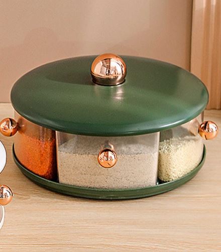 Kitchen Multifunctional Spice Dispenser. 360° Rotating Large Capacity Spice Seasoning Box