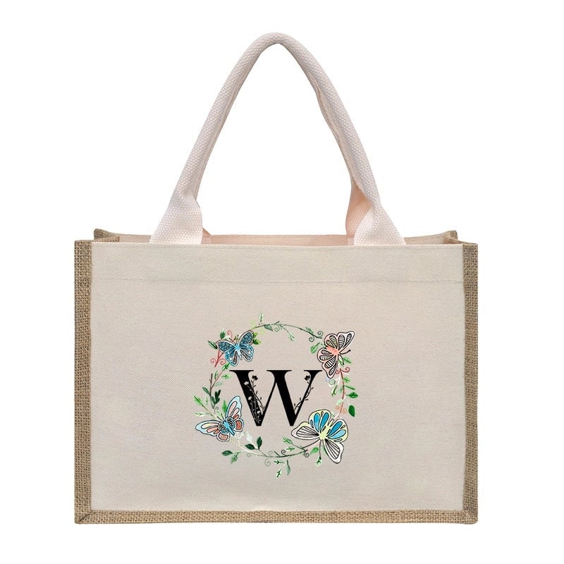 Women's Medium Canvas Letter Basic Classic Style Open Shopping Bags