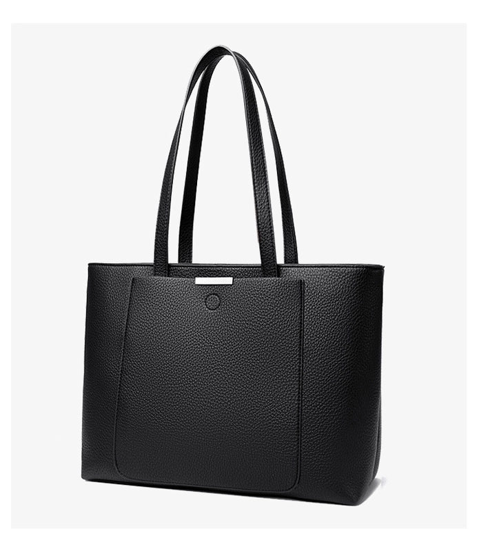 Women's Large Pu Leather Solid Color Streetwear Zipper Tote Bag